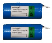 Set 2 accus LiFePO4 3,2V 3,3Ah f. luminaires. w. LEO or LPK