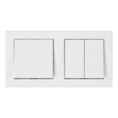 Set intrerupator simplu+dublu+rama, conexiune cu surub, alb