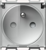 Socket earthed pin, higher prot. cover,trans. lid,16A,silver