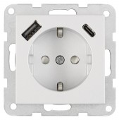 Socket outlet insert with USB type A+C, 3 A, silver