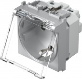 Socket silver, higher protection cover, transparent lid 16A