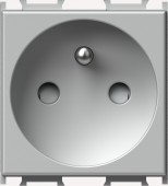 Socket with earthed pin and child protection, 16A, silver