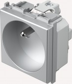 Socket with earthed pin and child protection, 16A, silver