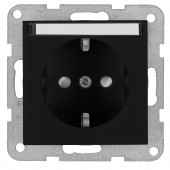 Socket with title block, safety shutter, black