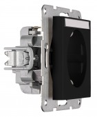 Socket with title block, safety shutter, black