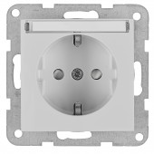 Socket with title block, safety shutter, silver