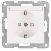 Socket with title block, safety shutter, white