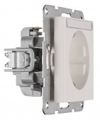 Socket with title block, safety shutter, white