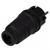 Stecher schuko rezistent la impact, 16A, 250V, IP44 negru