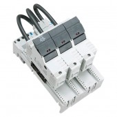 Suport portfuzibile cu montaj pe bara + LED clasa J, 35-60A