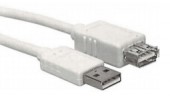USB 2.0 A-A Extensioncable, A male - A female, Grey, 1.8m