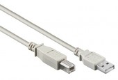 USB 2.0 A-B Cable, A male - B male, Grey, 5m