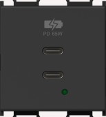 USB 2xUSB-C power supply USB-C,PD, 65W, 5V, 3A, 2M, black