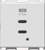 USB 2xUSB-C power supply,PD, 65W, 5V, 3A, 2M, white