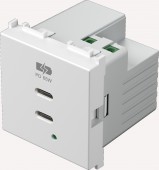 USB 2xUSB-C power supply,PD, 65W, 5V, 3A, 2M, white