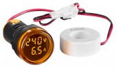 Volt/Amper-metru, 22.5mm, 0-100A, 50-500VAC, galben, circ.