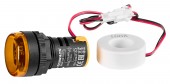 Volt/Amper-metru, 22.5mm, 0-100A, 50-500VAC, galben, circ.