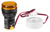 Volt/Amper-metru, 22.5mm, 0-100A, 50-500VAC, galben, circ.