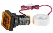 Volt/Amper-metru, 22.5mm, 0-100A, 50-500VAC, galben, drept.