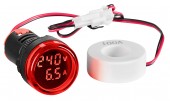 Volt/Amper-metru, 22.5mm, 0-100A, 50-500VAC, rosu, circ.