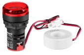 Volt/Amper-metru, 22.5mm, 0-100A, 50-500VAC, rosu, circ.